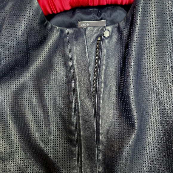 Vince steel grey leather jacket. zips and snaps, with front pockets.  women's L - Picture 8 of 16